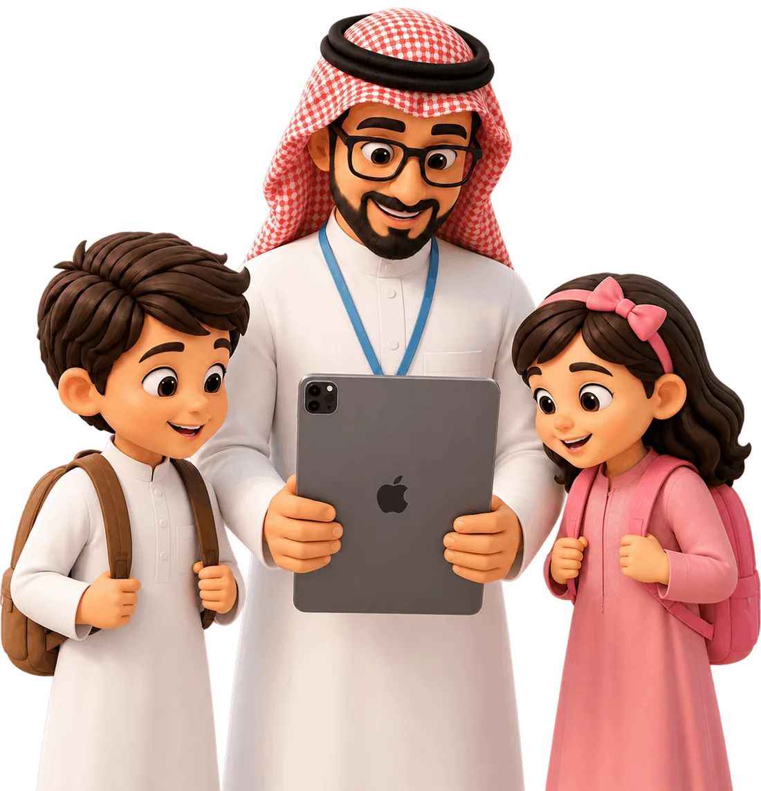 وليّ أمر وطفلاه يستكشفون منصة بروفلاي